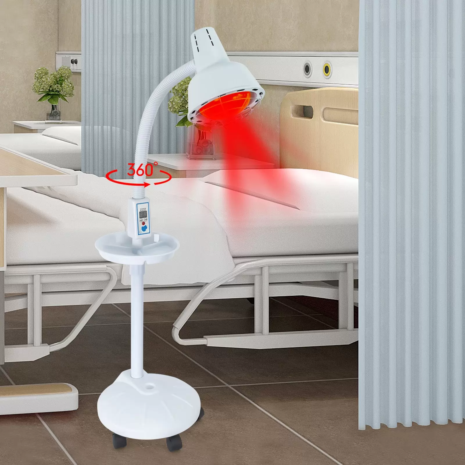 Infrarotlichtständer, 275W Rotlicht-Nahinfrarot-Wärmelampe mit flexiblem Arm und abnehmbarer Steuerung