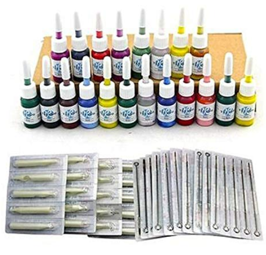 Tattoomaschine Tattoo Set 2 Tattoo Maschine 20 Farben Tinten Netzteil Tätowier Gun