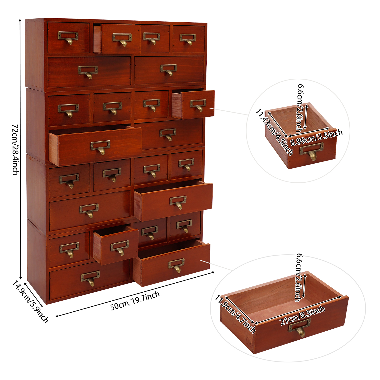 Schreibtisch-Aufbewahrungsbox, 4 stapelbare Organizer mit 6 Schubladen, hölzerner Schreibtischorganizer