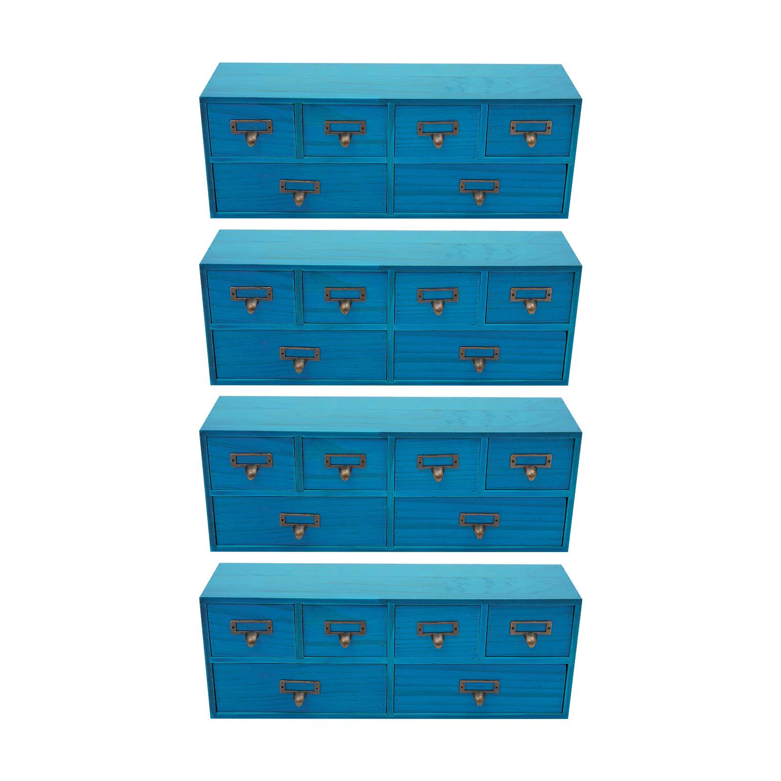 4er-Set Schubladenorganizer mit 6 Fächern, Tisch-Aufbewahrungsboxen mit Schubladen – Blau