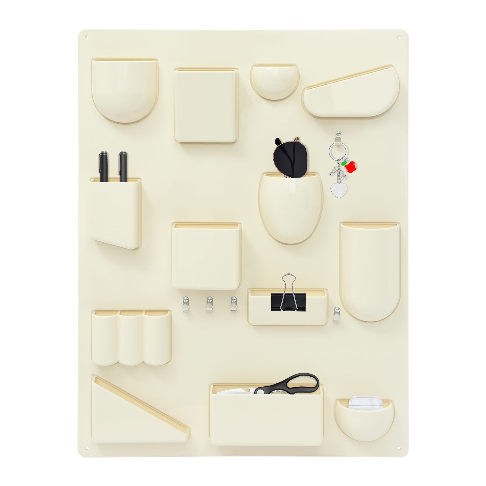 Kreative Wand‑Aufbewahrungsregal, cremefarbenes rechteckiges multifunktionales Schreibtisch‑Organizer Wandregal ABS Edelstahl
