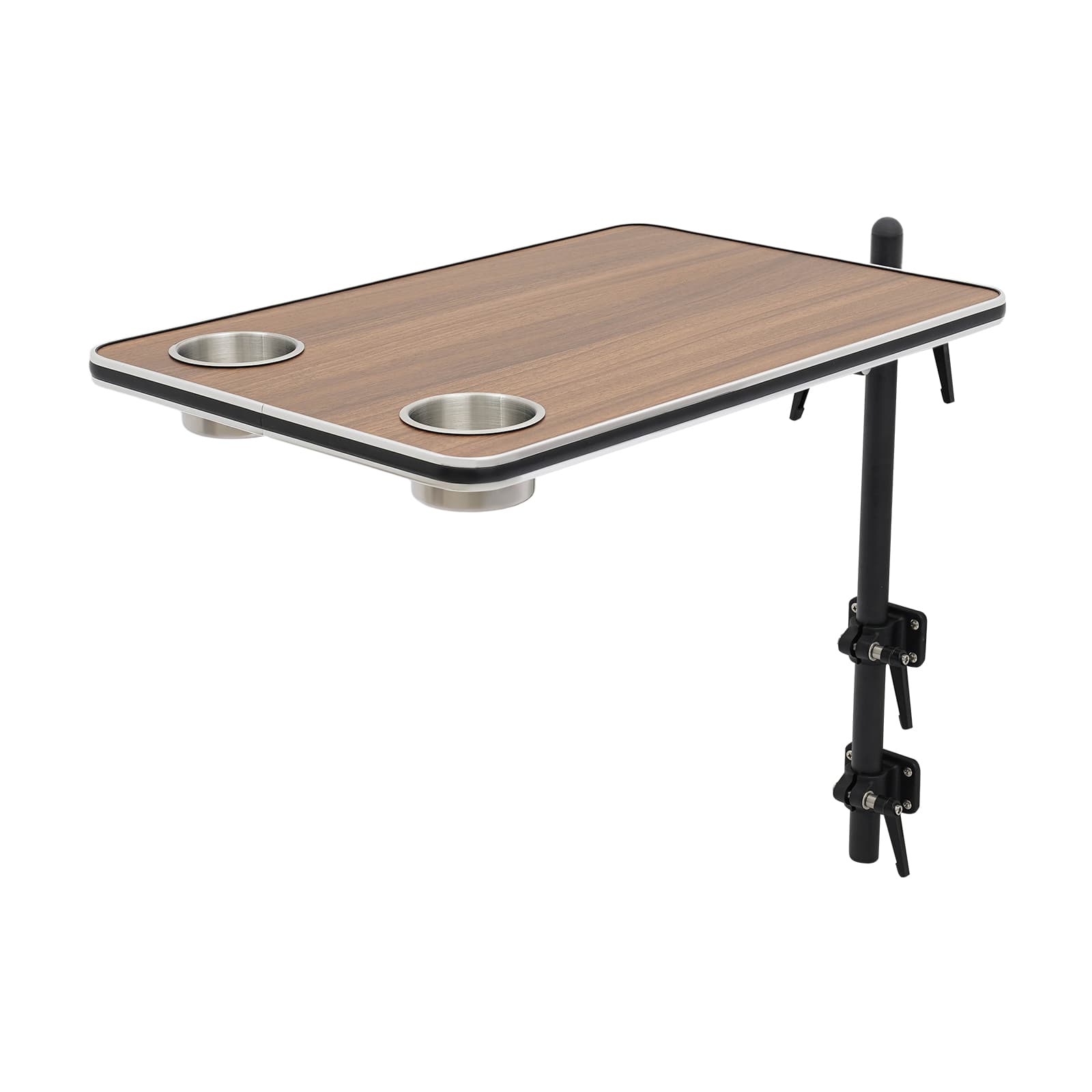 Wohnmobil-Tischbein-Set mit 360° schwenkbarer Tischplatte und Getränkehaltern, klappbare Campingtisch-Kombination aus Aluminium und Holz, 60x40cm