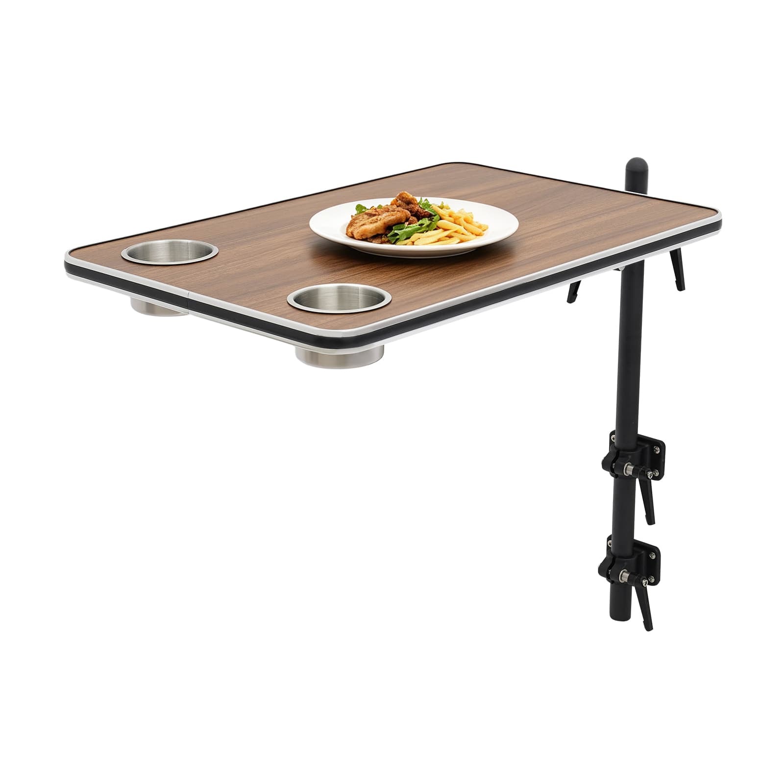 Wohnmobil-Tischbein-Set mit 360° schwenkbarer Tischplatte und Getränkehaltern, klappbare Campingtisch-Kombination aus Aluminium und