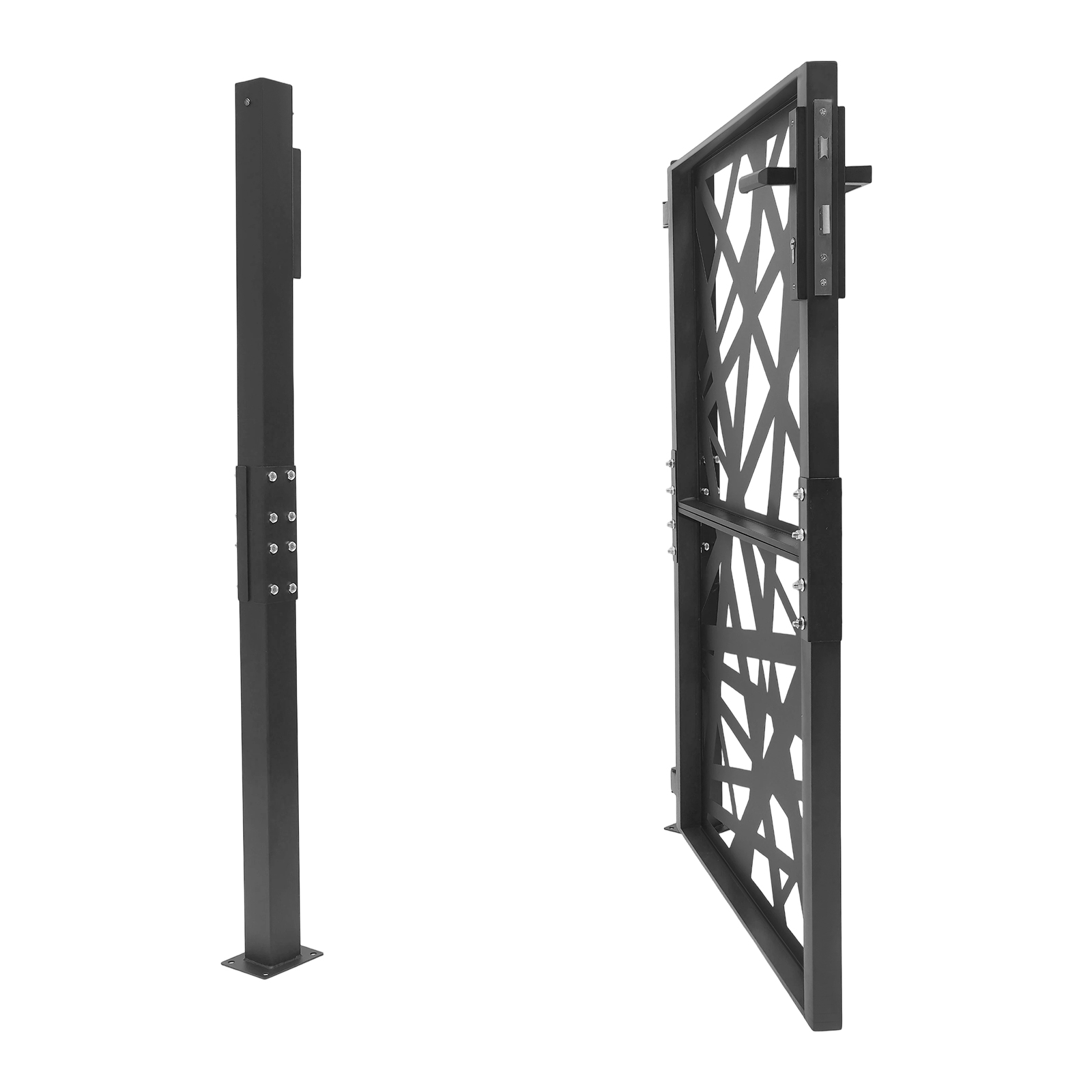 Produktbild von Gartentor 105x125 Cm – Stabiles Metalltor Mit Griffen & 7 Schlüsseln, Weiß, 180° Öffnung, Für Einfahrt, Terrasse & Hof (Stahl Lackiert)