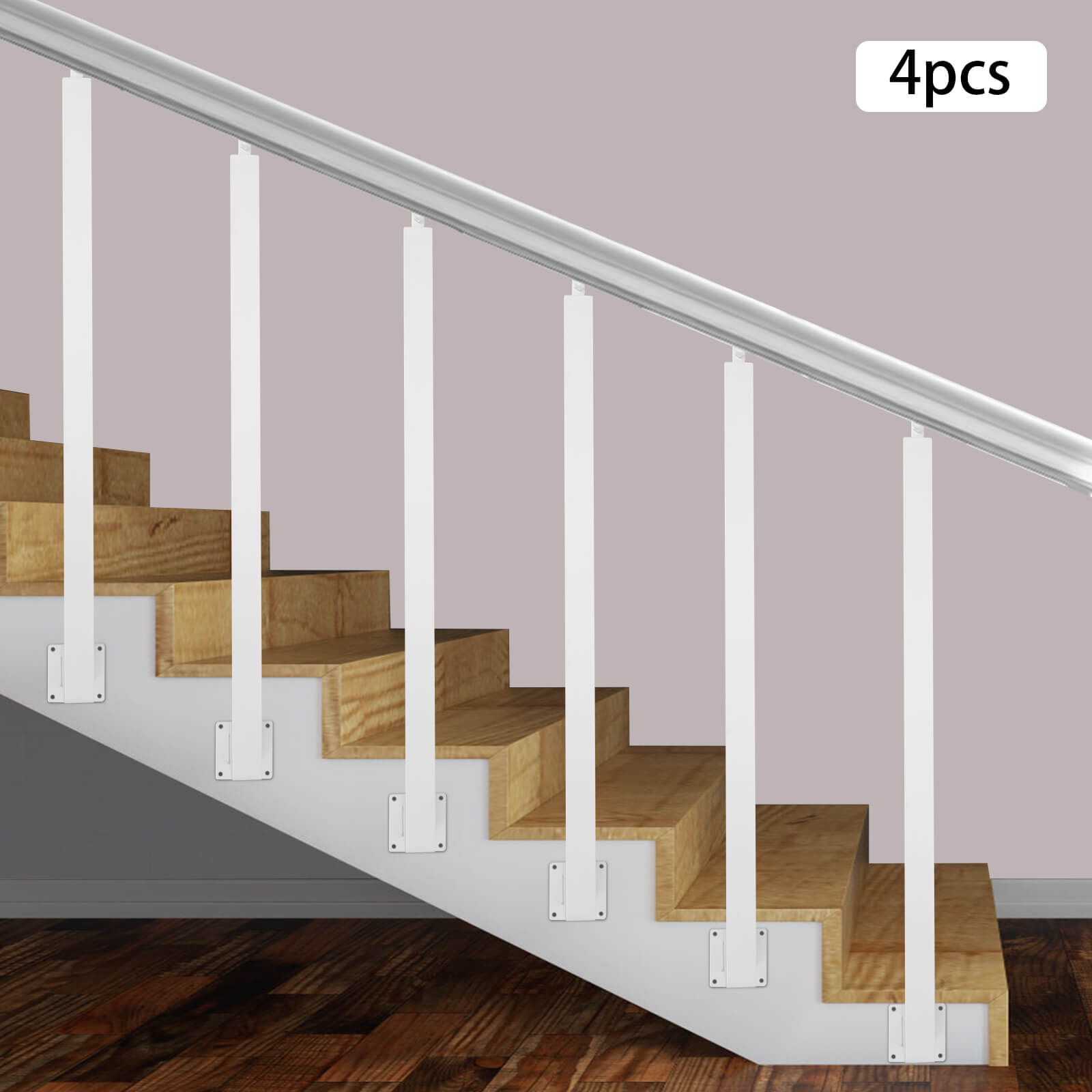 4 stuks witte vierkante trapleuningen, metalen trappaal, decoratieve leuning voor trappen van 90 cm 4 stuks witte vierkante trapleuningen, metalen trappaal, decoratieve leuning voor trappen van 90 cm