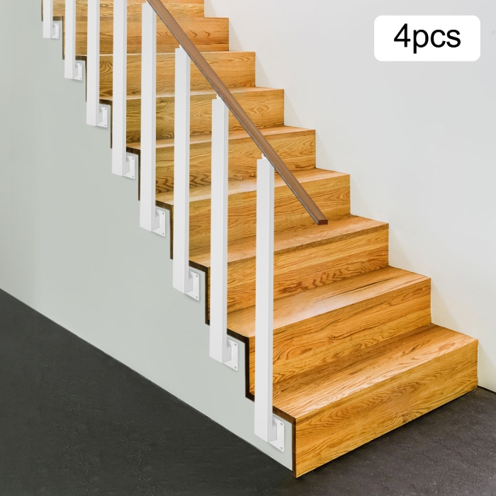 85cm Square Stair Railing Post, Metal Stair Post, 4 Pack, White