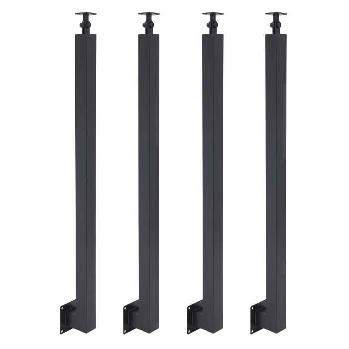 Poteau de rampe d'escalier carré de 85 cm, poteau d'escalier en métal, lot de 4, noir