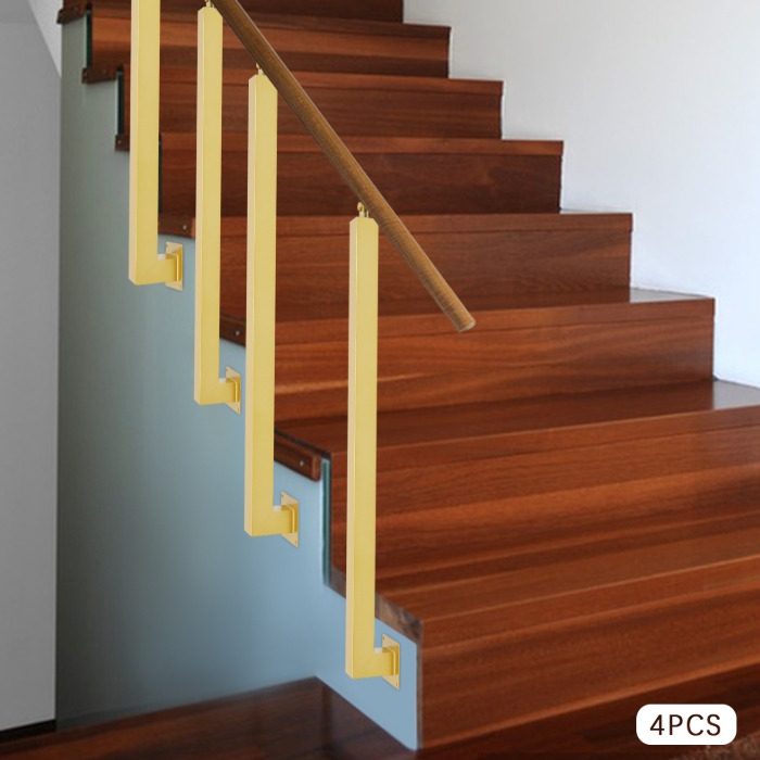 85 cm vierkante trapleuningpaal, metalen trappaal, 4-pack, goud