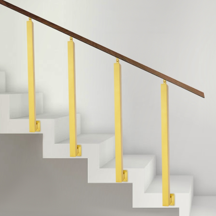 85 cm vierkante trapleuningpaal, metalen trappaal, 4-pack, goud