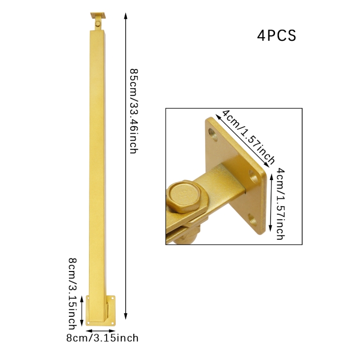 85 cm vierkante trapleuningpaal, metalen trappaal, 4-pack, goud