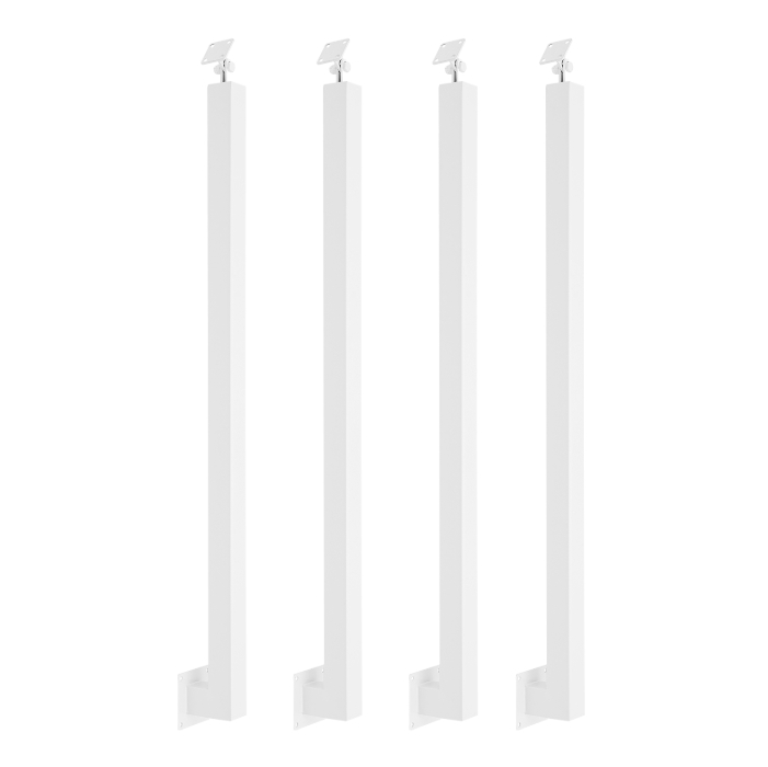 95cm Square Stair Railing Post, Metal Stair Post, 4 Pack, White