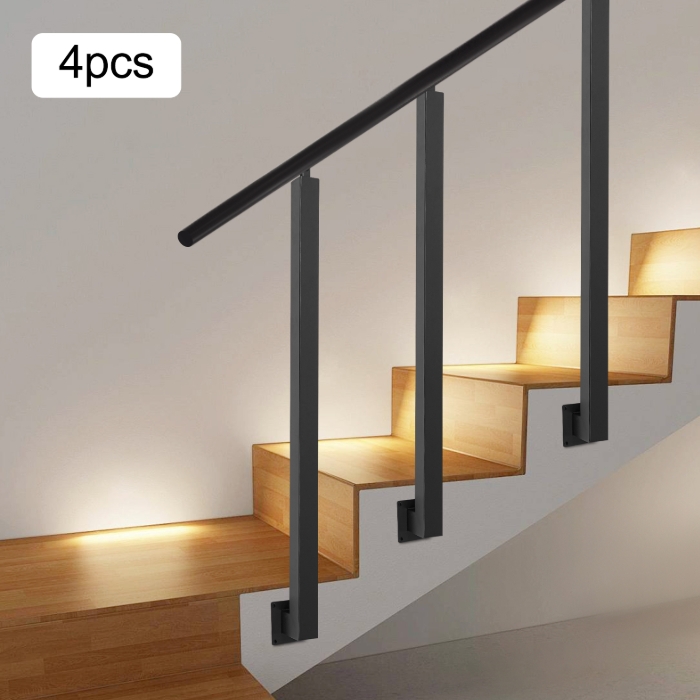 95cm Square Stair Railing Post, Metal Stair Post, 4 Pack, Black