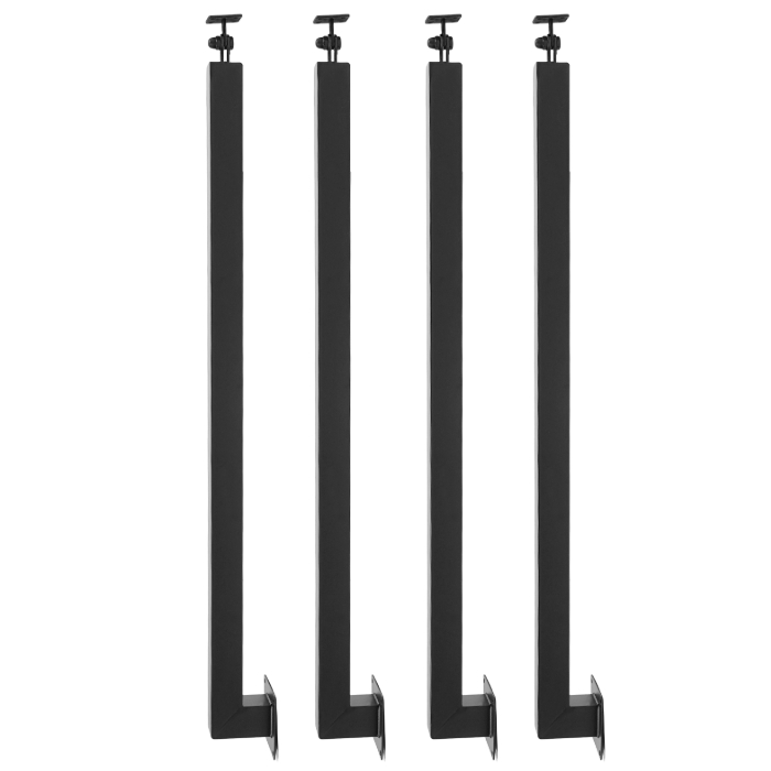 95cm Square Stair Railing Post, Metal Stair Post, 4 Pack, Black