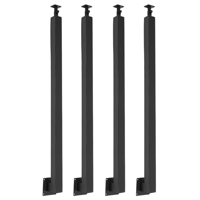 95cm Square Stair Railing Post, Metal Stair Post, 4 Pack, Black