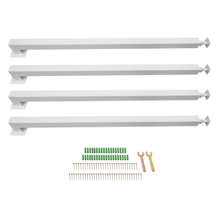 100 cm vierkante trapleuningpaal, metalen trappaal, 4-pack, wit