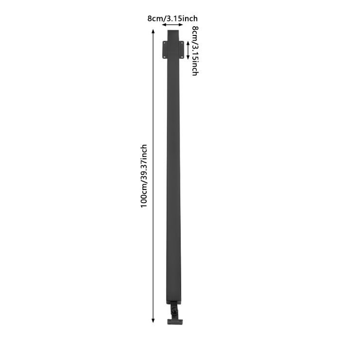 100 cm quadratischer Treppengeländerpfosten, Metalltreppenpfosten, 4er-Pack, Schwarz