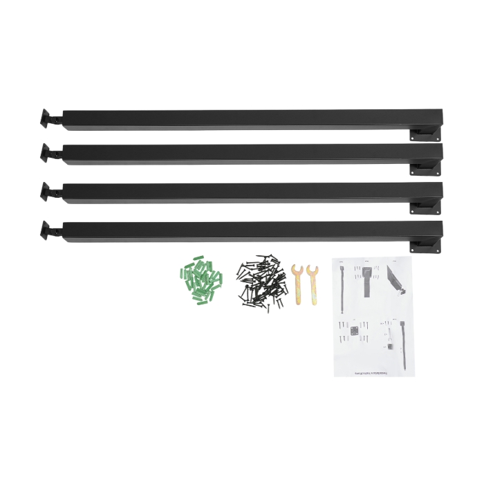 100 cm quadratischer Treppengeländerpfosten, Metalltreppenpfosten, 4er-Pack, Schwarz