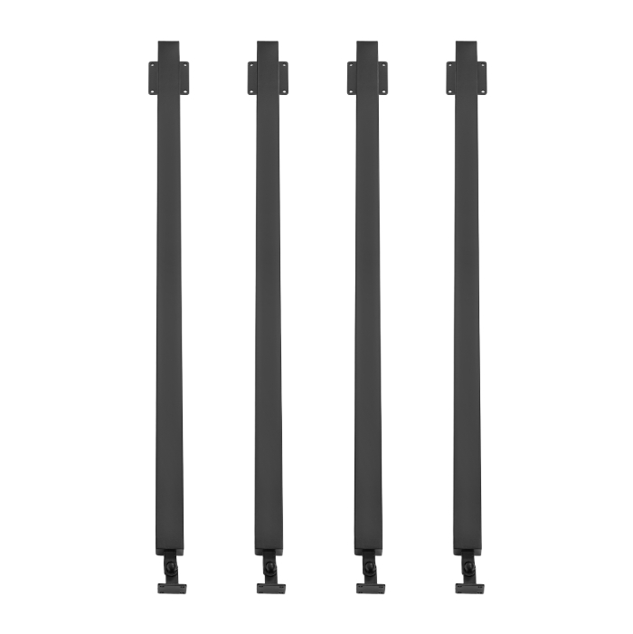 100 cm vierkante trapleuningpaal, metalen trappaal, 4-pack, zwart