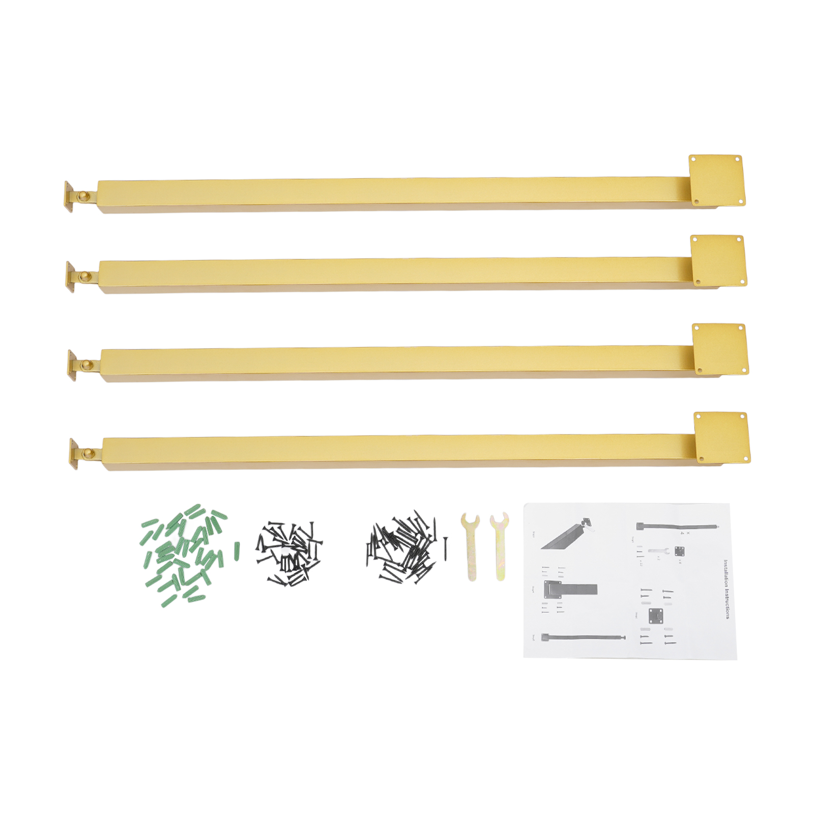 4pcs 100cm Stair Railing Side Mounted - Gold - Suitable for Deck, Balcony, Stairs