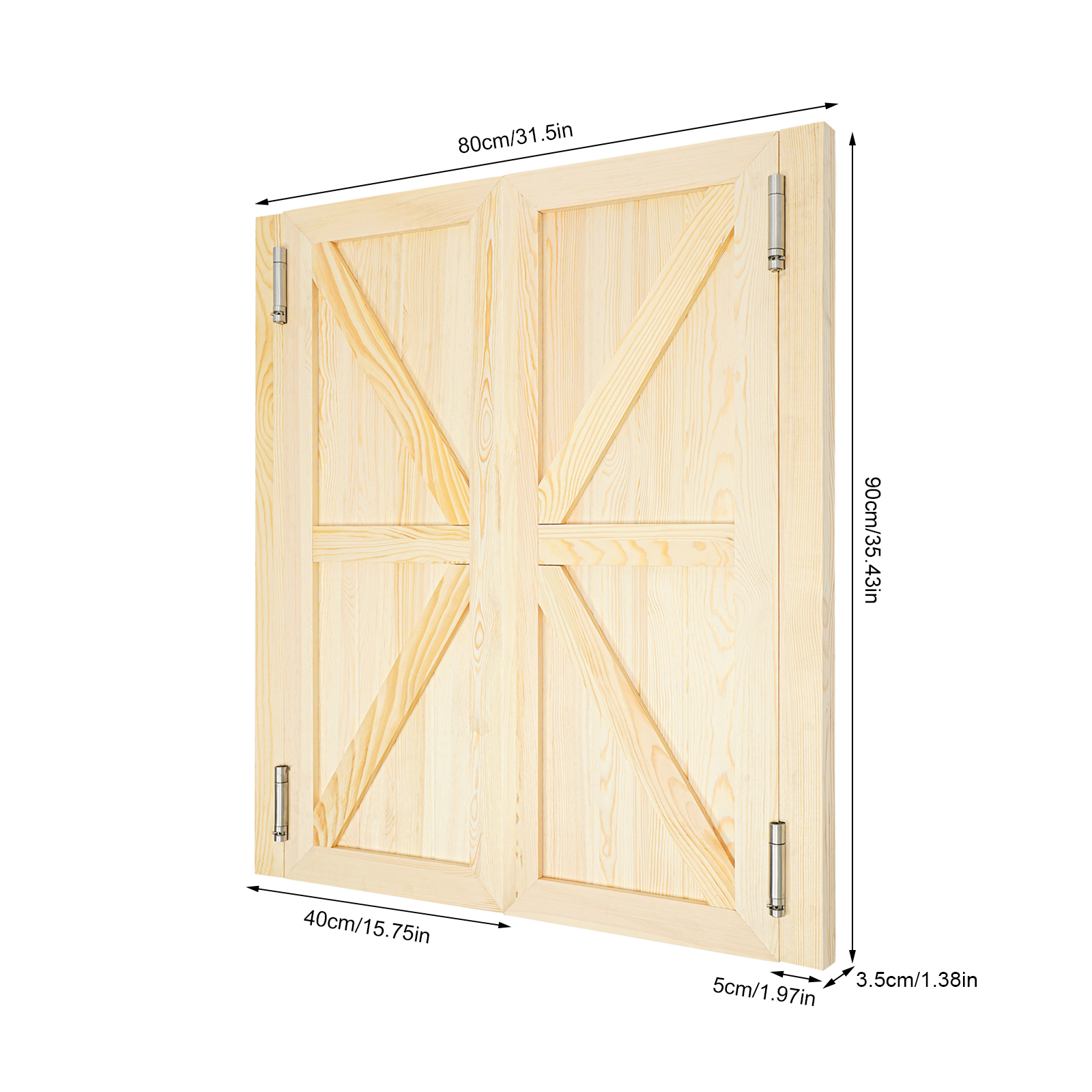 31.5in * 35.43in Swinging Doors, Cafe Doors, Wood Swing Door Original wood color - Double Opening Rice Door