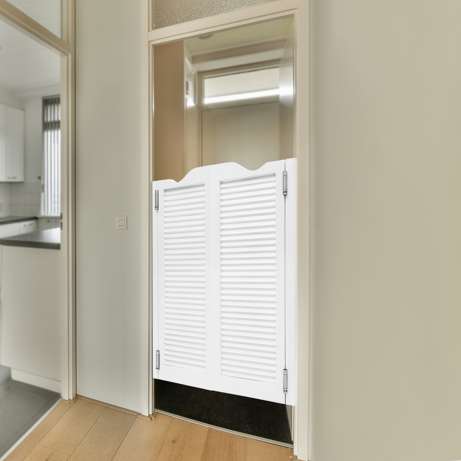 107*81cm Partition Door, Double Half Door, Double-hinged Partition Door - White Color Shutter Door
