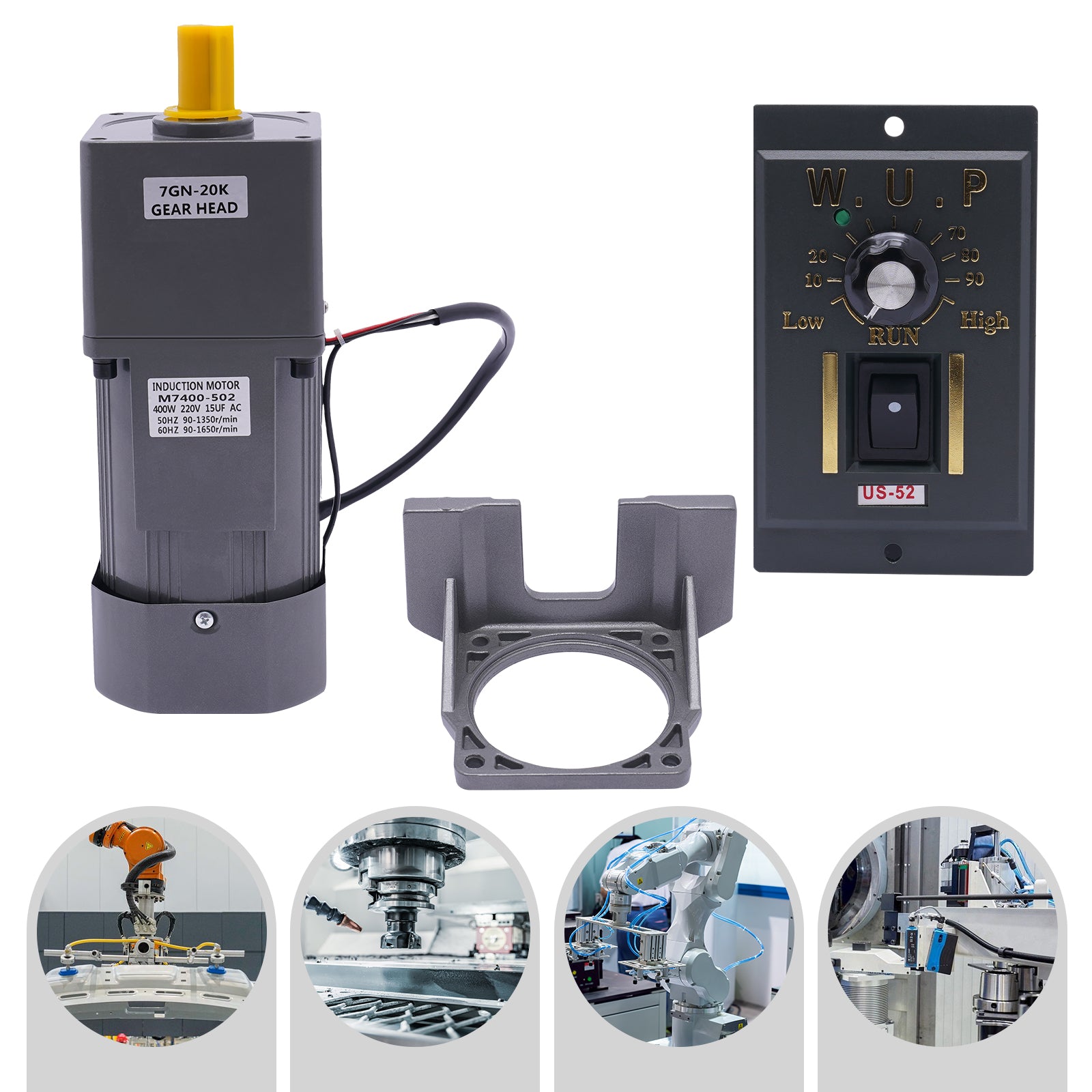 Einphasiger Asynchron-Getriebemotor mit hohem Drehmoment, Untersetzungsgetriebemotor, 400 W, Getriebemotor und Drehzahlregler