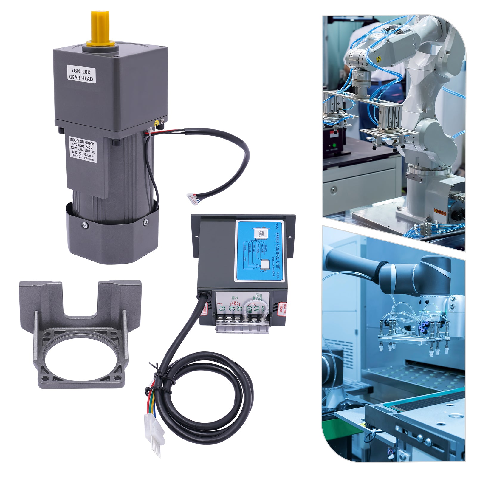 Einphasiger Asynchron-Getriebemotor mit hohem Drehmoment, Untersetzungsgetriebemotor, 400 W, Getriebemotor und Drehzahlregler