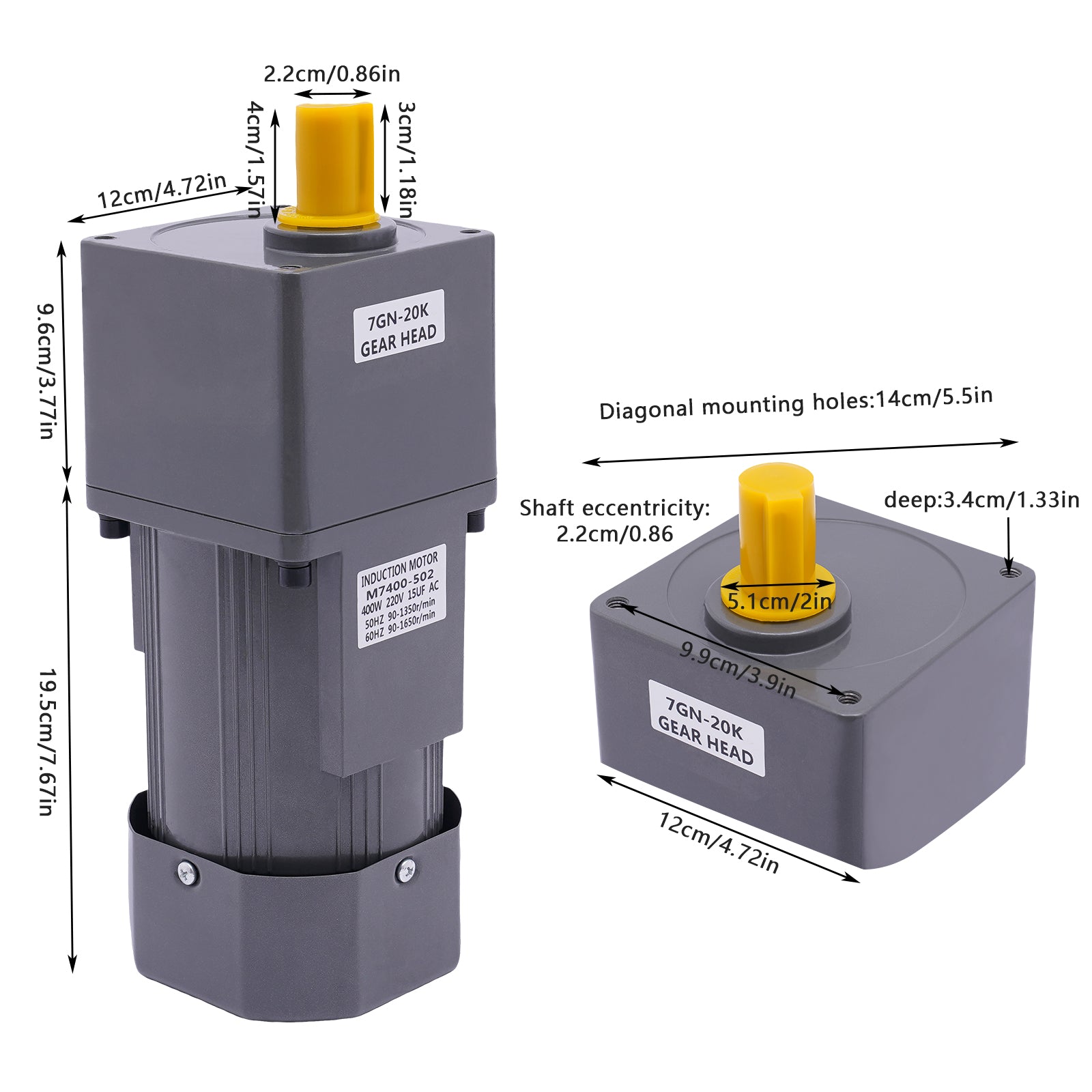 Einphasiger Asynchron-Getriebemotor mit hohem Drehmoment, Untersetzungsgetriebemotor, 400 W, Getriebemotor und Drehzahlregler