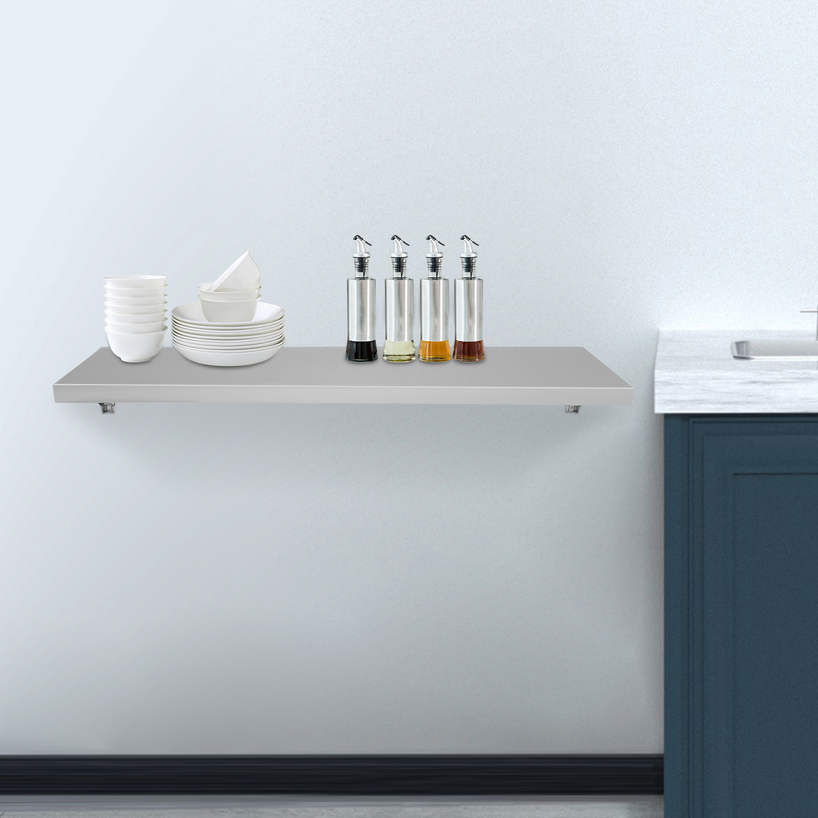 Edelstahl-Wandklapptisch 110 x 35 cm