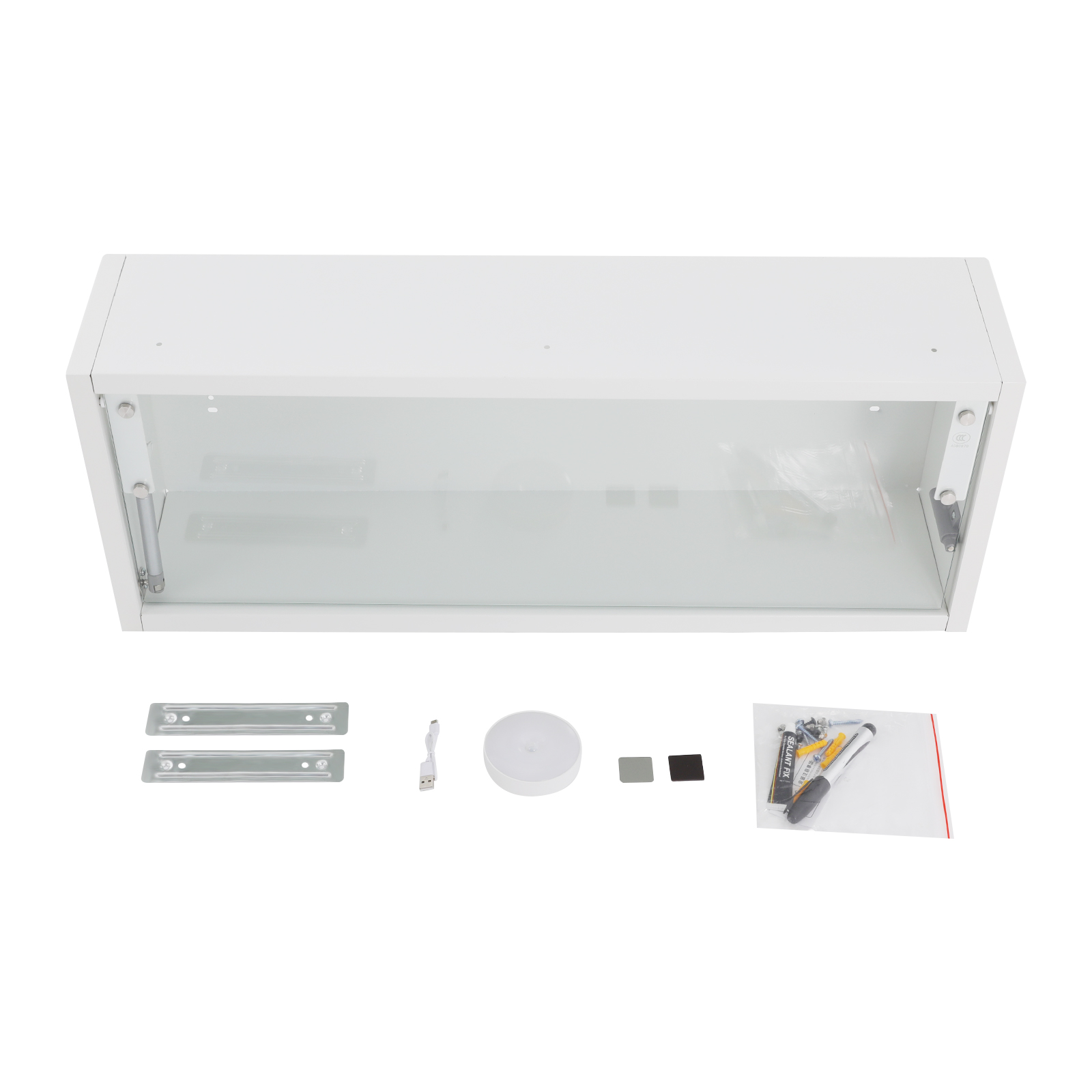 80 x 18 x 30 cm, weißer Multifunktions-Wandschrank mit Klapptür, Wandschrank, Aufbewahrungsschrank mit Beleuchtung