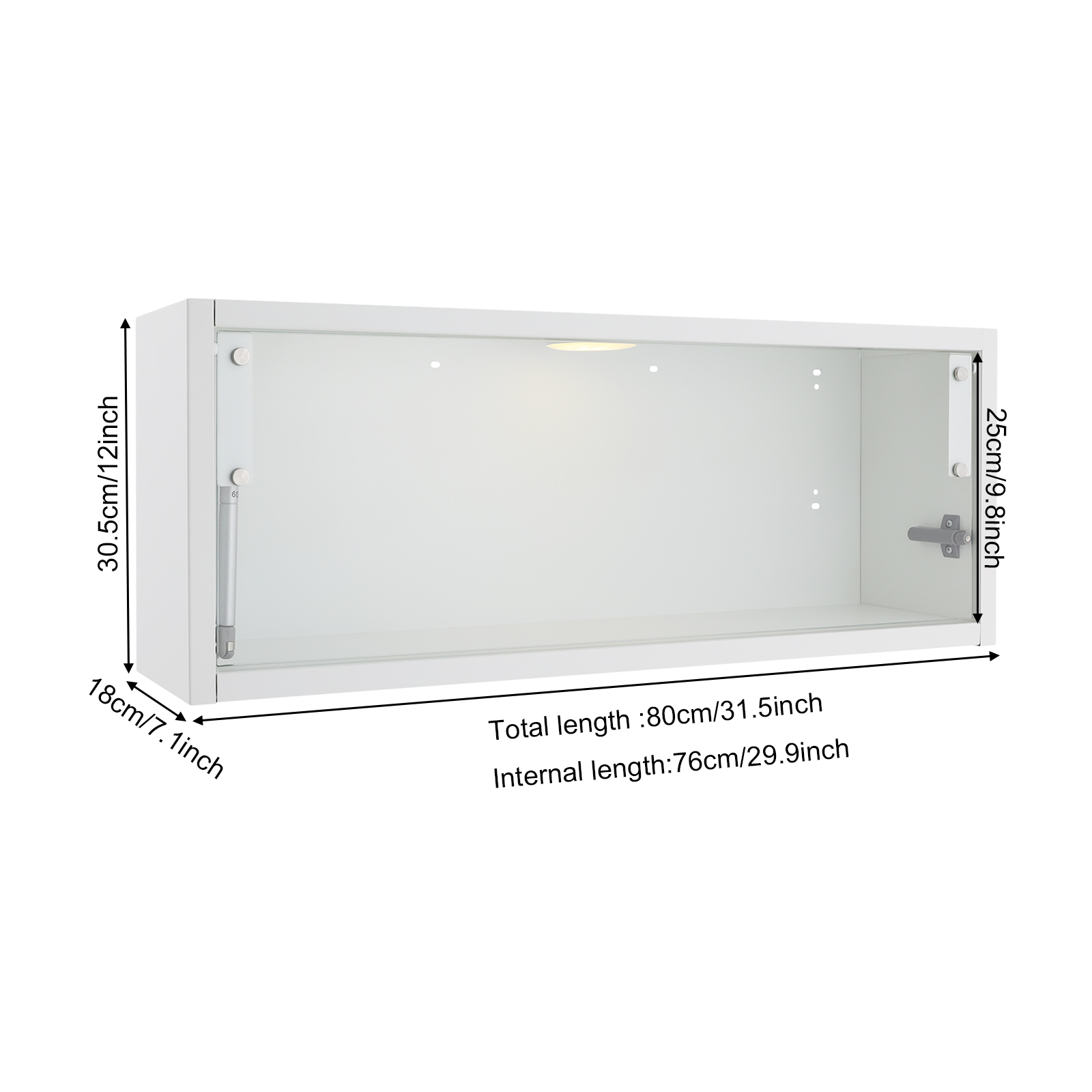 80 x 18 x 30 cm, weißer Multifunktions-Wandschrank mit Klapptür, Wandschrank, Aufbewahrungsschrank mit Beleuchtung
