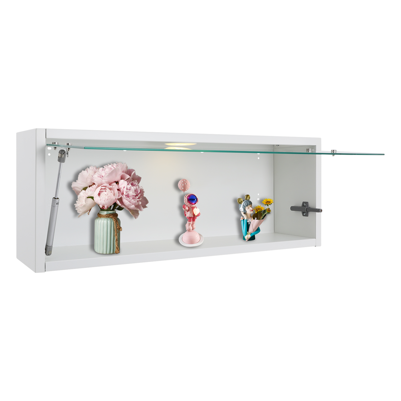 80 x 18 x 30 cm, weißer Multifunktions-Wandschrank mit Klapptür, Wandschrank, Aufbewahrungsschrank mit Beleuchtung