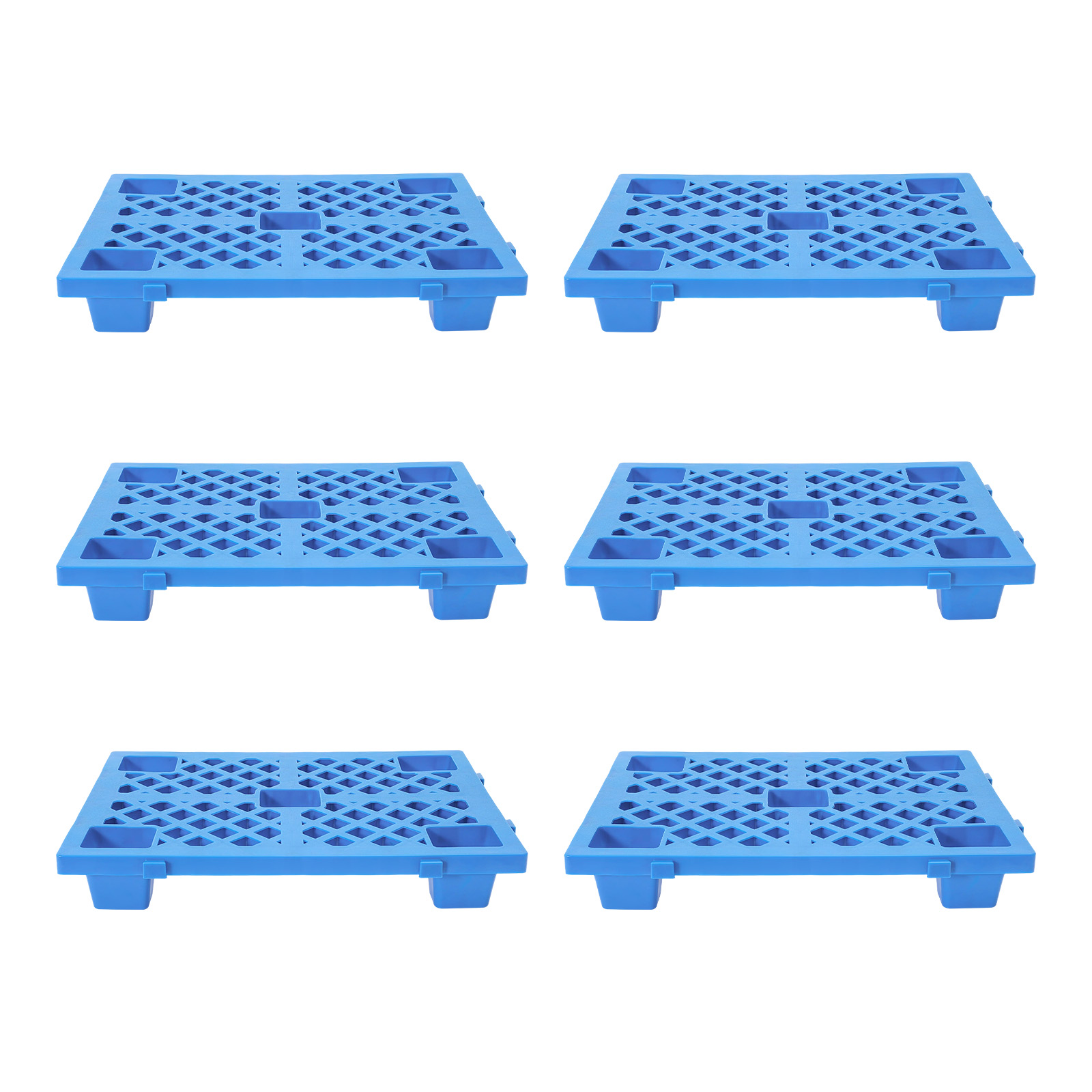 60 x 40 x 10 cm, 6 Stück Kunststoffpaletten, 6 Stück ineinander steckbare Lagerpaletten für Lager, Fabriken, Logistikzentren – Blau 60 x 40 x 10 cm, 6 Stück Kunststoffpaletten, 6 Stück ineinander steckbare Lagerpaletten für Lager, Fabriken, Logistikzentren – Blau