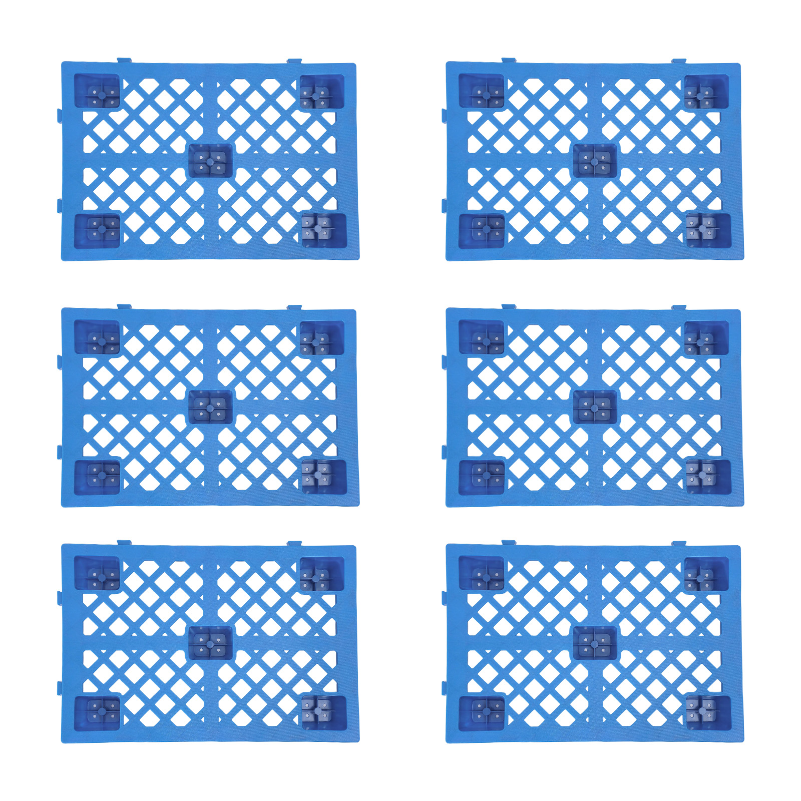 60 x 40 x 10 cm, 6 Stück Kunststoffpaletten, 6 Stück ineinander steckbare Lagerpaletten für Lager, Fabriken, Logistikzentren – Blau 60 x 40 x 10 cm, 6 Stück Kunststoffpaletten, 6 Stück ineinander steckbare Lagerpaletten für Lager, Fabriken, Logistikzentren – Blau