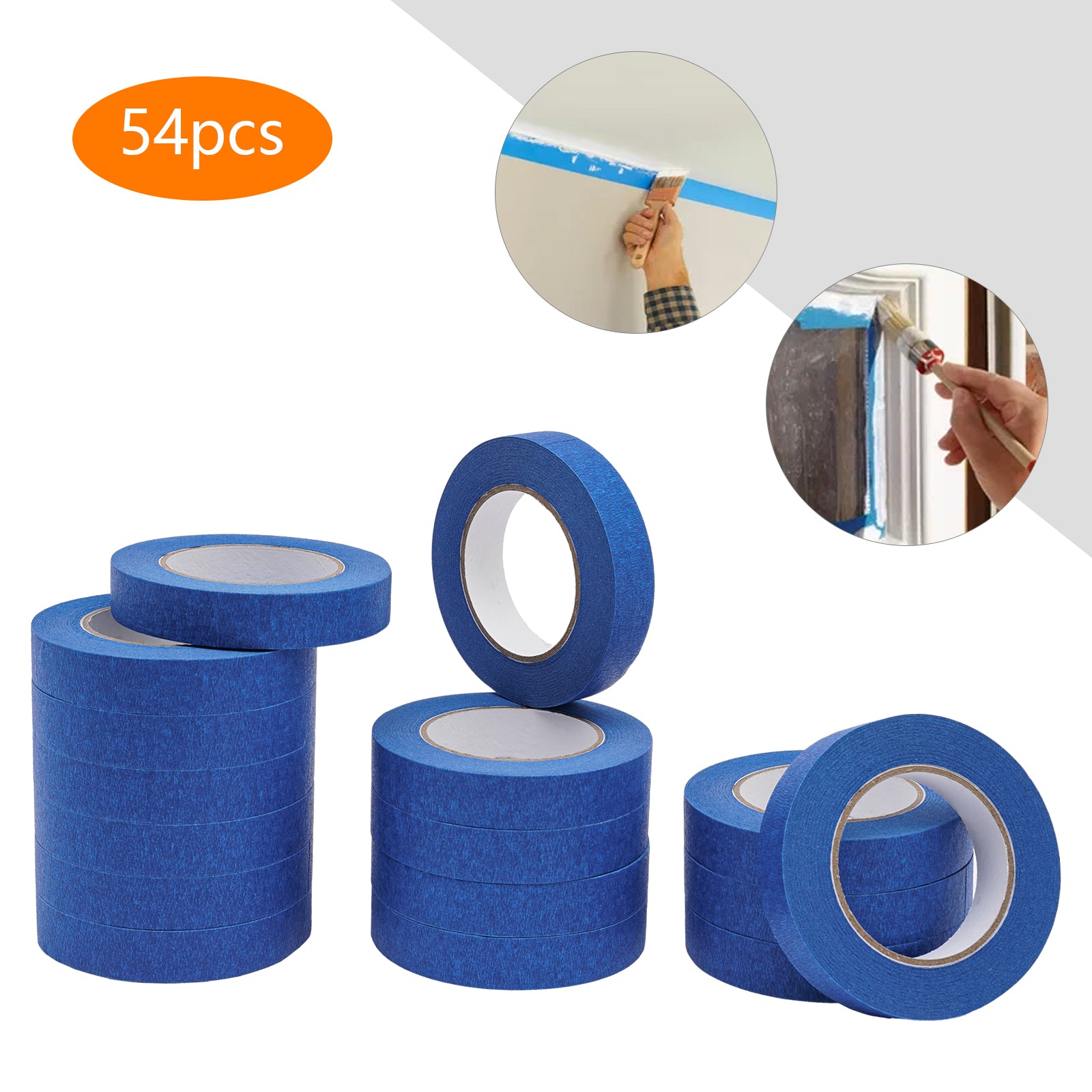 Maler-Kreppband, 54 Rollen, 24 mm x 55 m, blau, Abdeckband Maler-Kreppband, 54 Rollen, 24 mm x 55 m, blau, Abdeckband