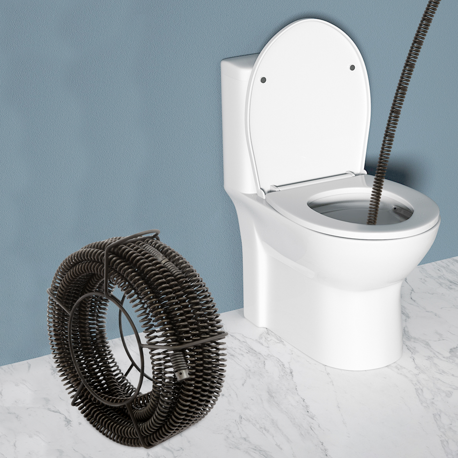 14 m Rohrreinigungsspiralen-Set aus Manganstahl, Federspirale