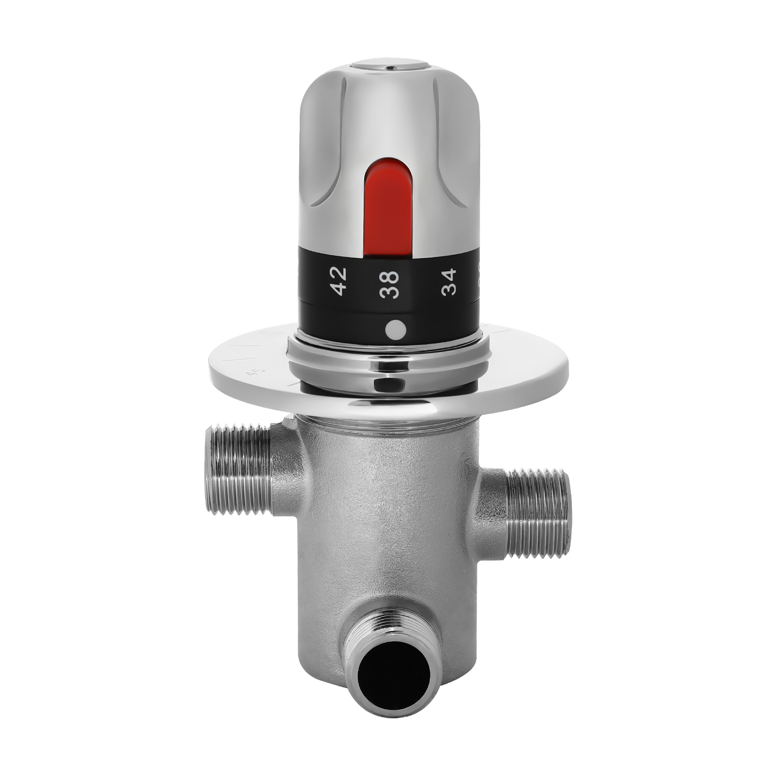 G1/2 Zoll Badezimmer-Eckventil, massives Kupfer, Silber, Dreiwege-Duschen-Umschaltventil, manuelles Duschen-Thermostat-Mischventil
