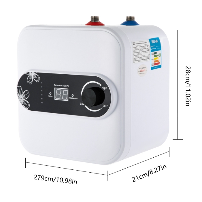 Mini-Durchlauferhitzer, elektrisch, 1500W, 220V, 8L, mit LED-Temperaturanzeige für Küche und Bad Mini-Durchlauferhitzer, elektrisch, 1500W, 220V, 8L, mit LED-Temperaturanzeige für Küche und Bad
