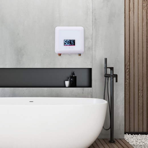 Tankless Elektrisch Sofortige Warmwasserbereiter Küche Bad Wandhängend 7.5 kW 30-55°C Steckerfertiges Smart Heater mit LCD-Display