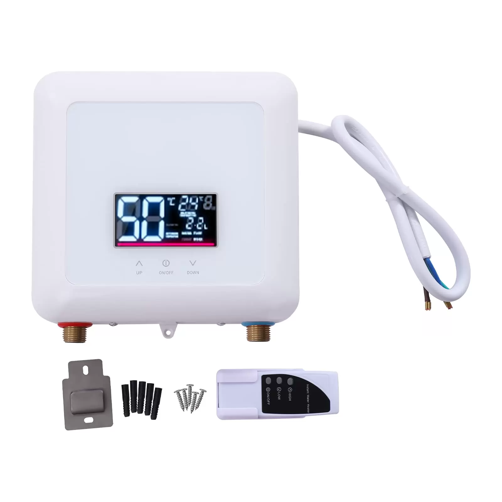 Tankless Elektrisch Sofortige Warmwasserbereiter Küche Bad Wandhängend 7.5 kW 30-55°C Steckerfertiges Smart Heater mit LCD-Display
