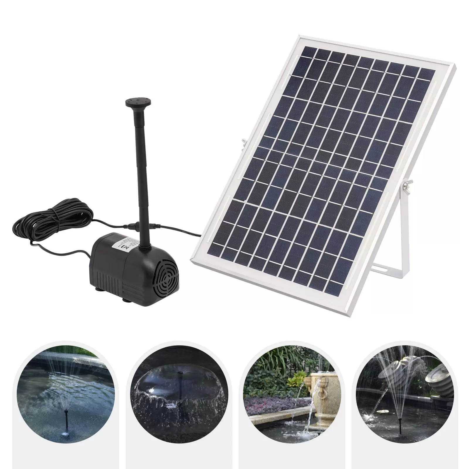 10W Solar Teichpumpe Brunnenpumpe Springbrunnen Gartenbrunnen Wasserspiel Fontäne