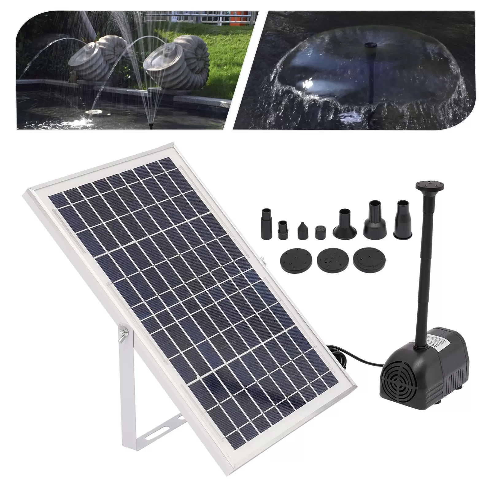 10W Solar Teichpumpe Brunnenpumpe Springbrunnen Gartenbrunnen Wasserspiel Fontäne