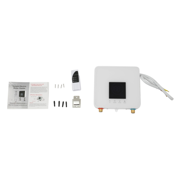 Elektrischer Durchlauferhitzer, 7500 W, 220 V, Warmwasserbereiter mit LED-Touchscreen, Fernbedienung, weiß Elektrischer Durchlauferhitzer, 7500 W, 220 V, Warmwasserbereiter mit LED-Touchscreen, Fernbedienung, weiß