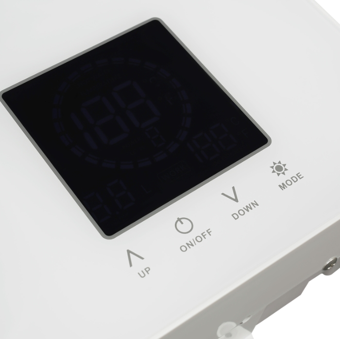 Elektrischer Durchlauferhitzer, 7500 W, 220 V, Warmwasserbereiter mit LED-Touchscreen, Fernbedienung, weiß Elektrischer Durchlauferhitzer, 7500 W, 220 V, Warmwasserbereiter mit LED-Touchscreen, Fernbedienung, weiß