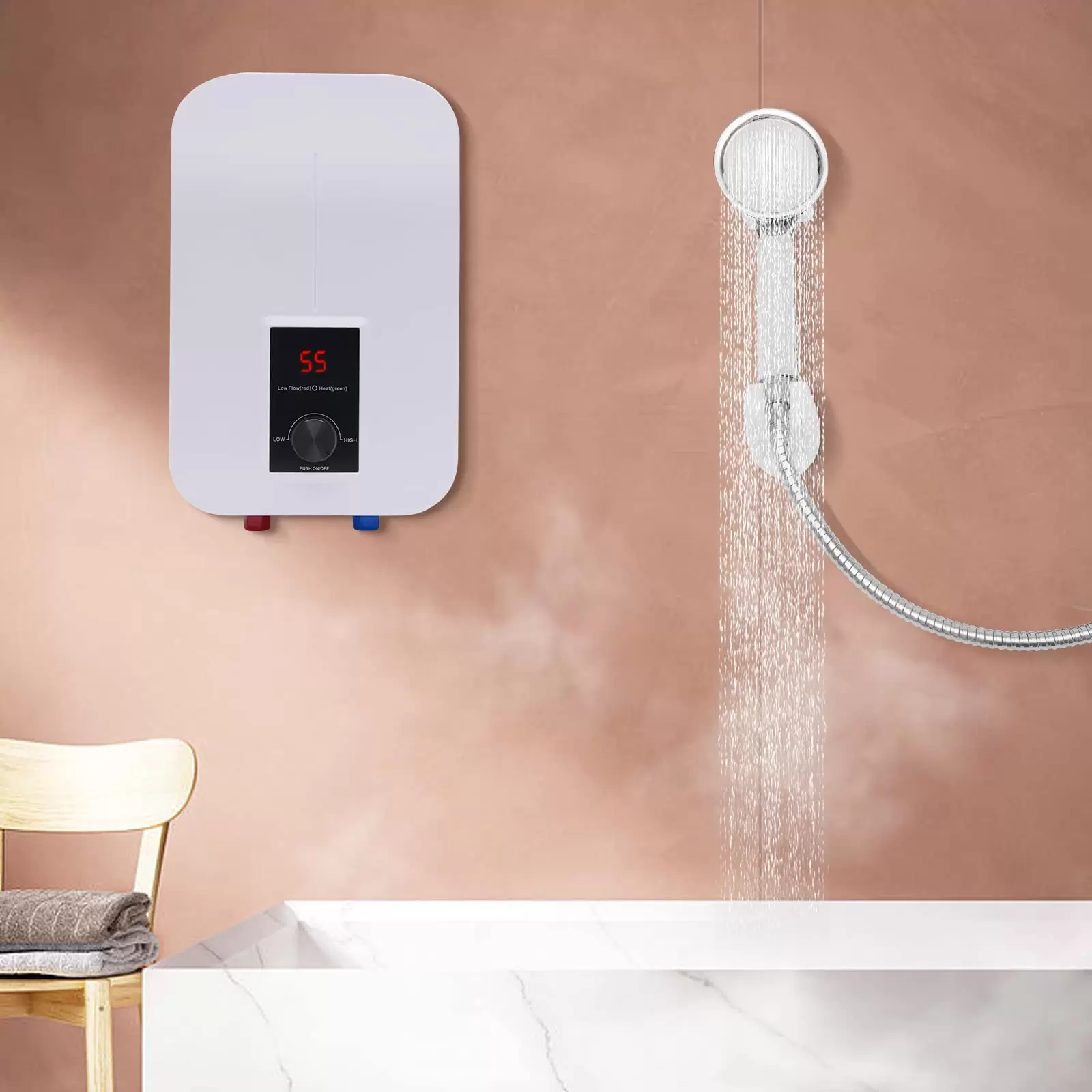 CNCEST Warmwasserbereiter Heißwasser Heizung Digitalanzeige Dusche Mini Küche Instant Warmwasserbereiter 6500 W CNCEST Warmwasserbereiter Heißwasser Heizung Digitalanzeige Dusche Mini Küche Instant Warmwasserbereiter 6500 W