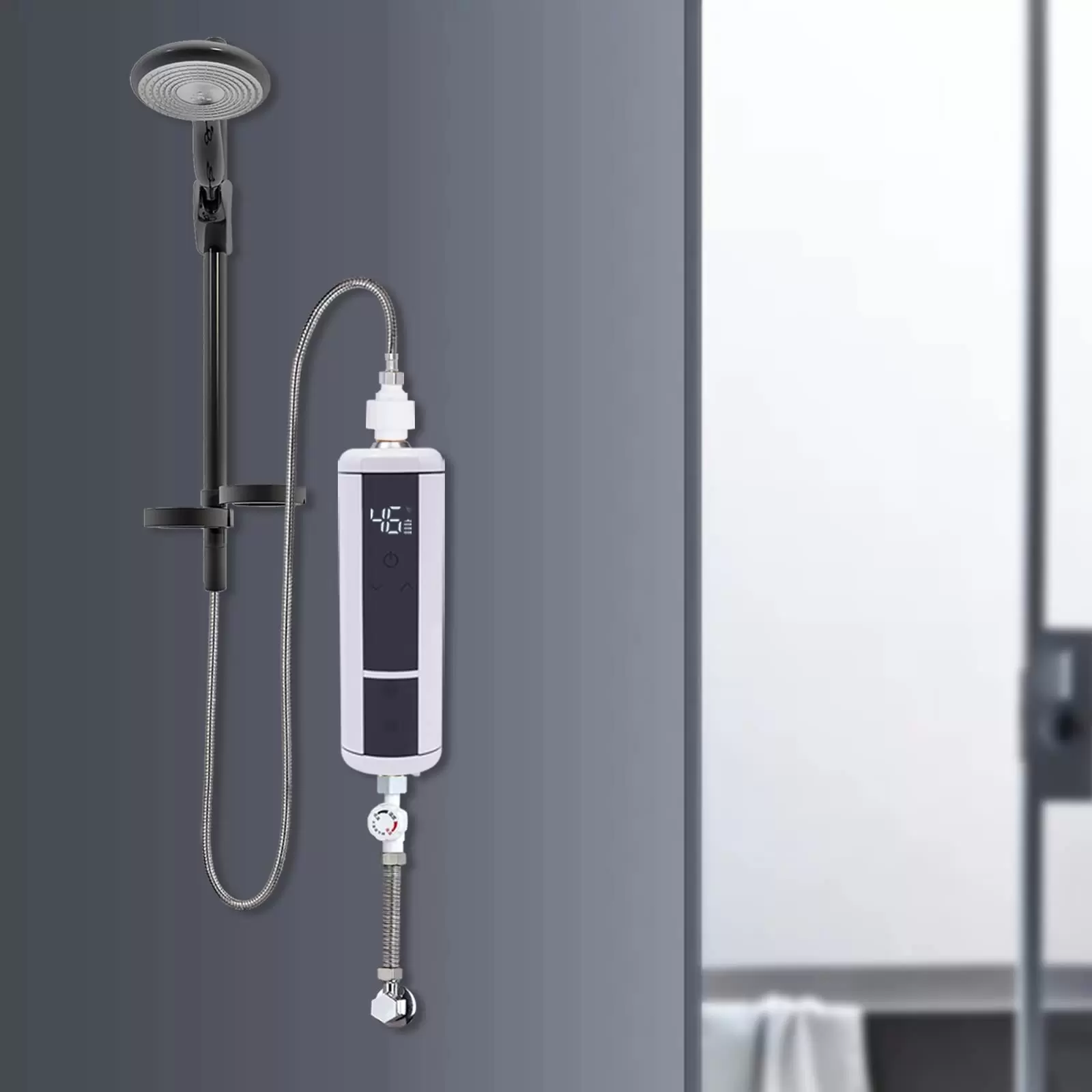 Elektrische Durchlauferhitzer,LED-Anzeige Mini Instant-Warmwasserbereiter 3500 W