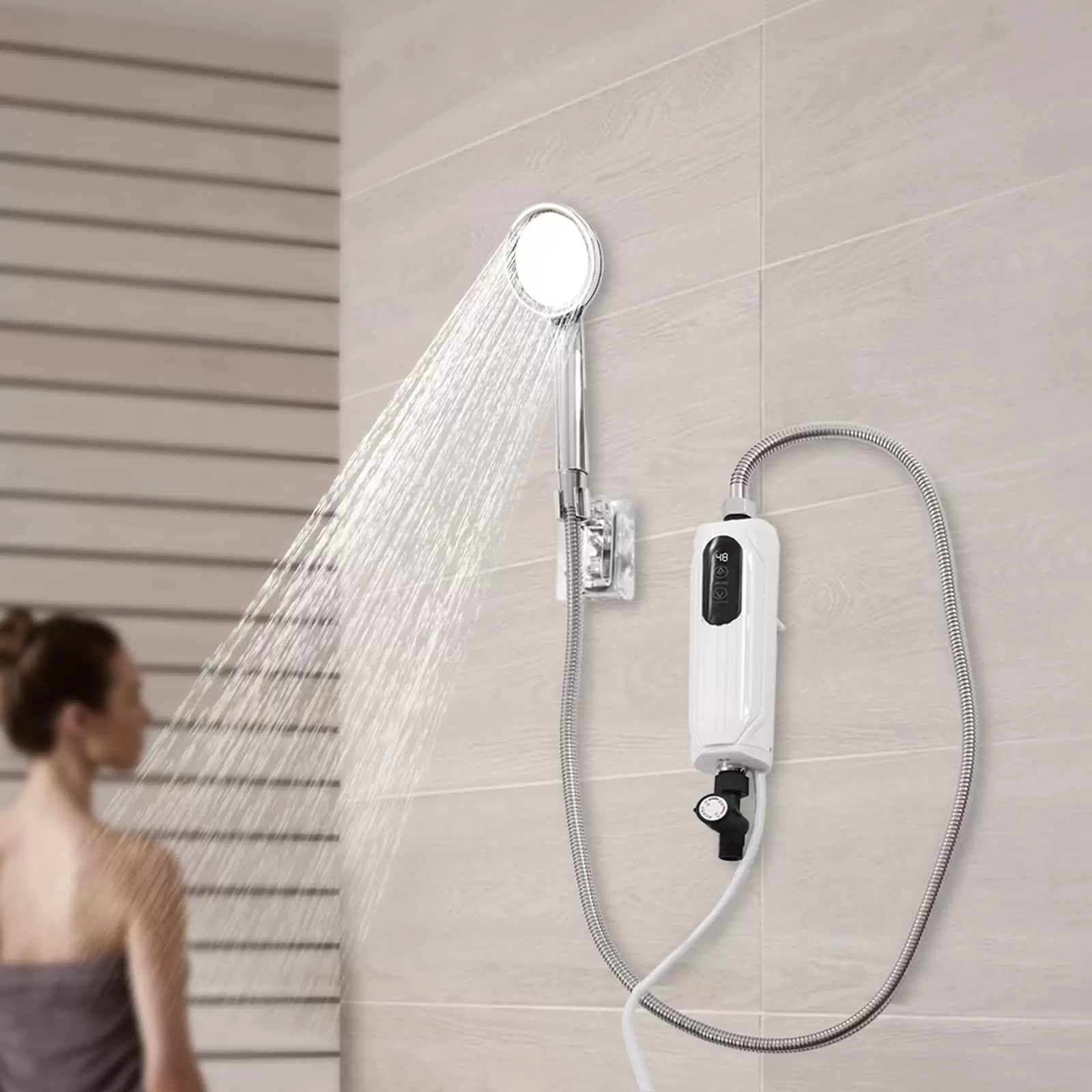 CNCEST Mini Durchlauferhitzer Elektrische Durchlauferhitzer 5.5KW Einstellbar Instant Warmwasserbereiter Tankless