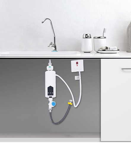 5500W Mini Durchlauferhitzer Elektrische Instant Warmwasserbereiter mit Duschkopf und LED-Anzeige