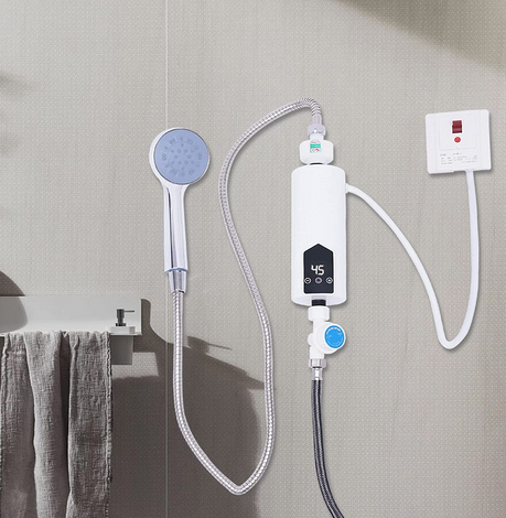 5500W Mini Durchlauferhitzer Elektrische Instant Warmwasserbereiter mit Duschkopf und LED-Anzeige