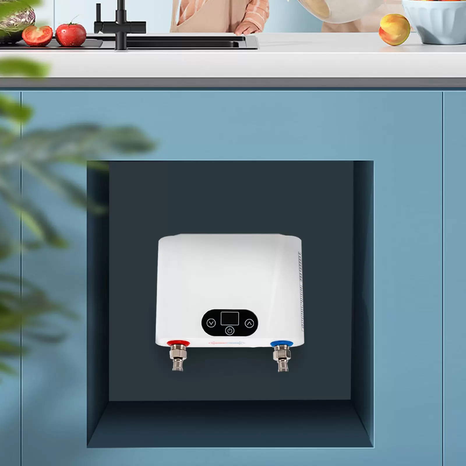 Chauffe-eau électrique sans réservoir 220 V, eau chaude instantanée sans fin, mini intelligent, sous évier, cuisine, ménage (5,5 kW) Chauffe-eau électrique sans réservoir 220 V, eau chaude instantanée sans fin, mini intelligent, sous évier, cuisine, ménage (5,5 kW)
